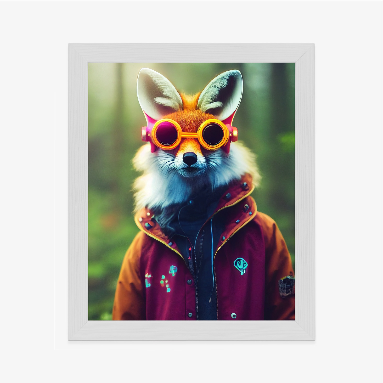 Poster Portrait Of A Fox Wearing A Cyberpunk Headset, Neon Virtual Glasses, And Cyberpunk Gear. High-Tech Fox. The Concept Of Virtual Reality And Cyberpunk. 3D Rendering. – Bild 7