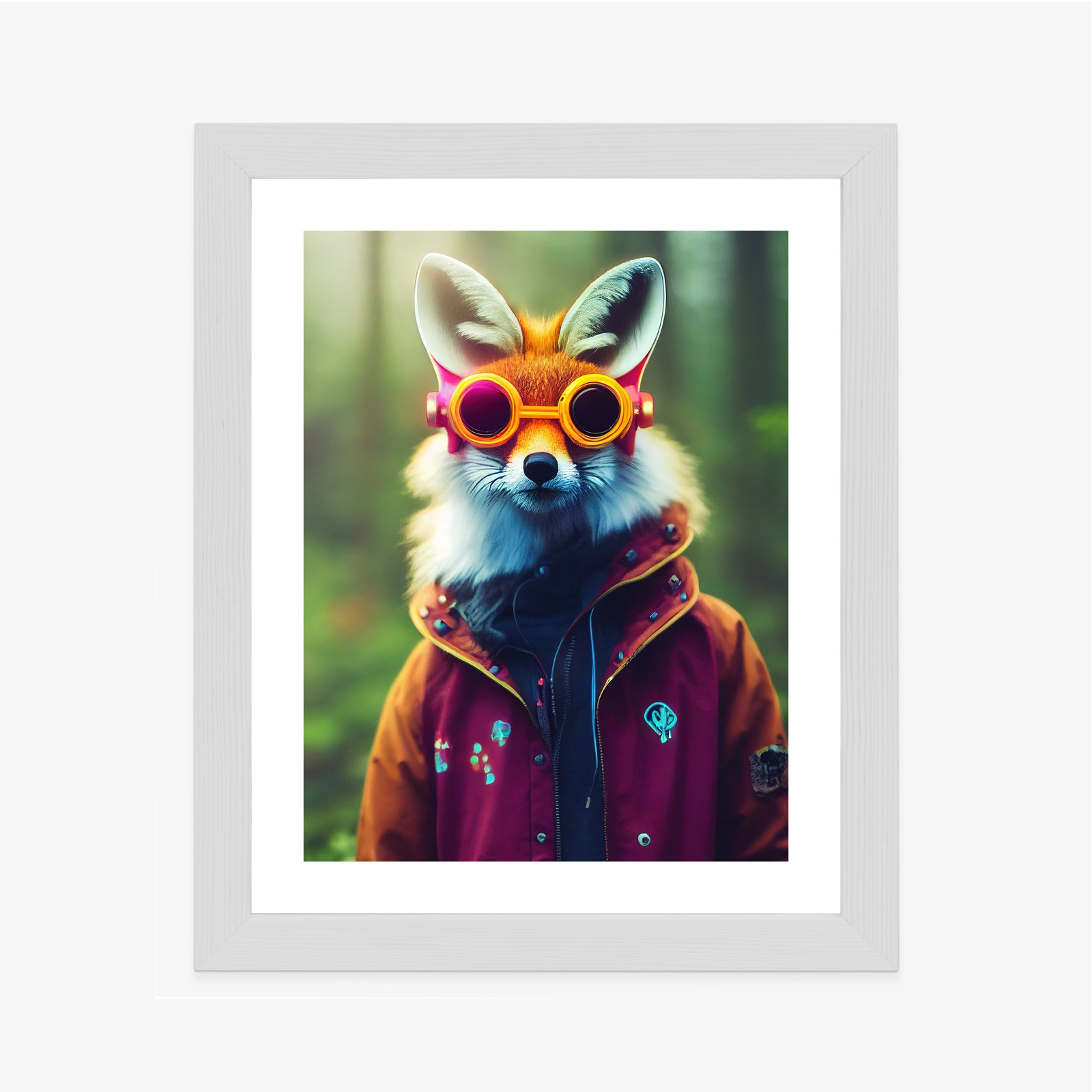 Poster Portrait Of A Fox Wearing A Cyberpunk Headset, Neon Virtual Glasses, And Cyberpunk Gear. High-Tech Fox. The Concept Of Virtual Reality And Cyberpunk. 3D Rendering. – Bild 5