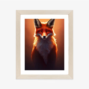 Poster Farbenfrohes, Lebendiges Fuchsporträt Rahmen Holz Mit Passepartout Farbe Natürlich