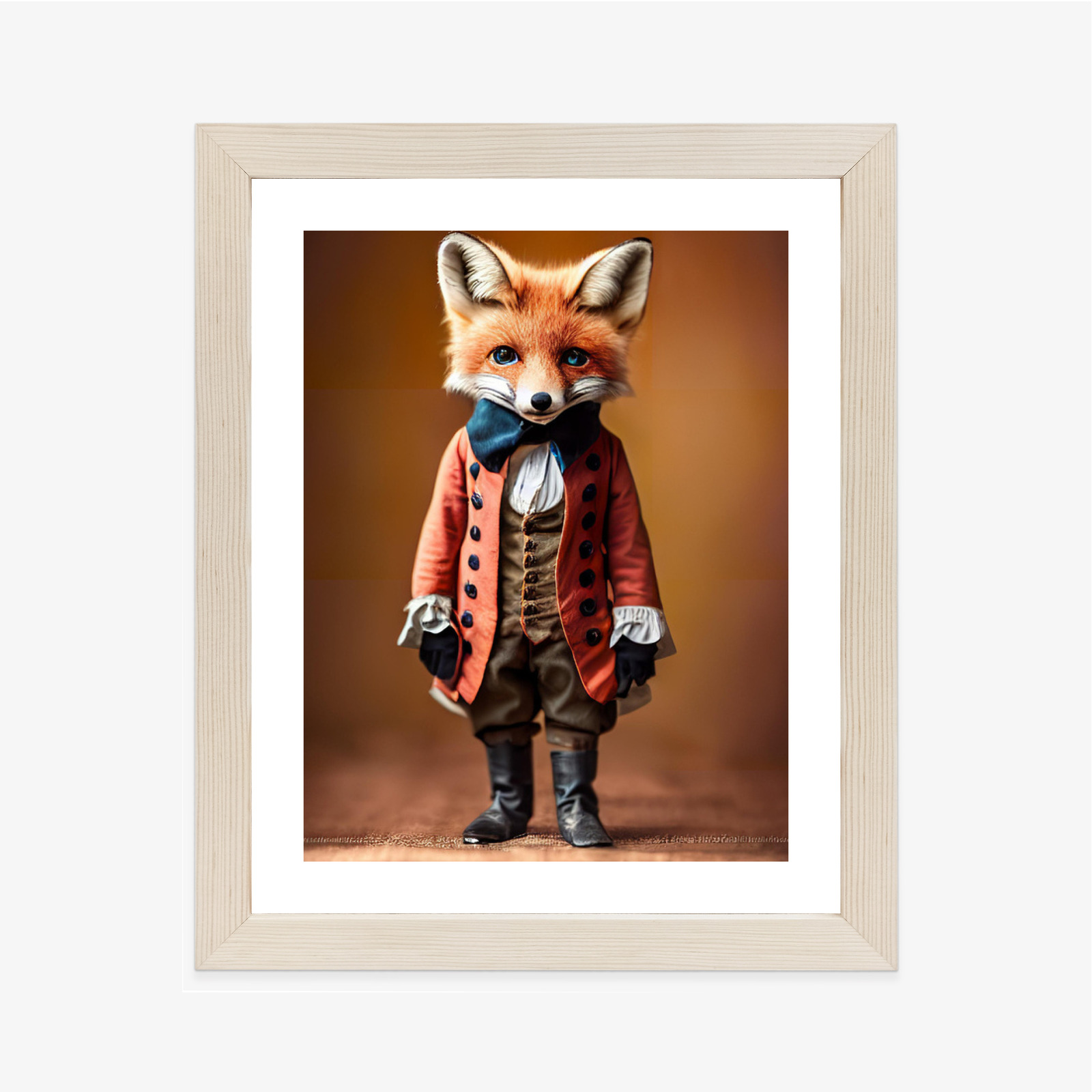 Poster Ein Anthropomorpher Fuchs Im Viktorianischen Anzug Aus Dem 19. Jahrhundert Rahmen Holz Mit Passepartout Farbe Natürlich