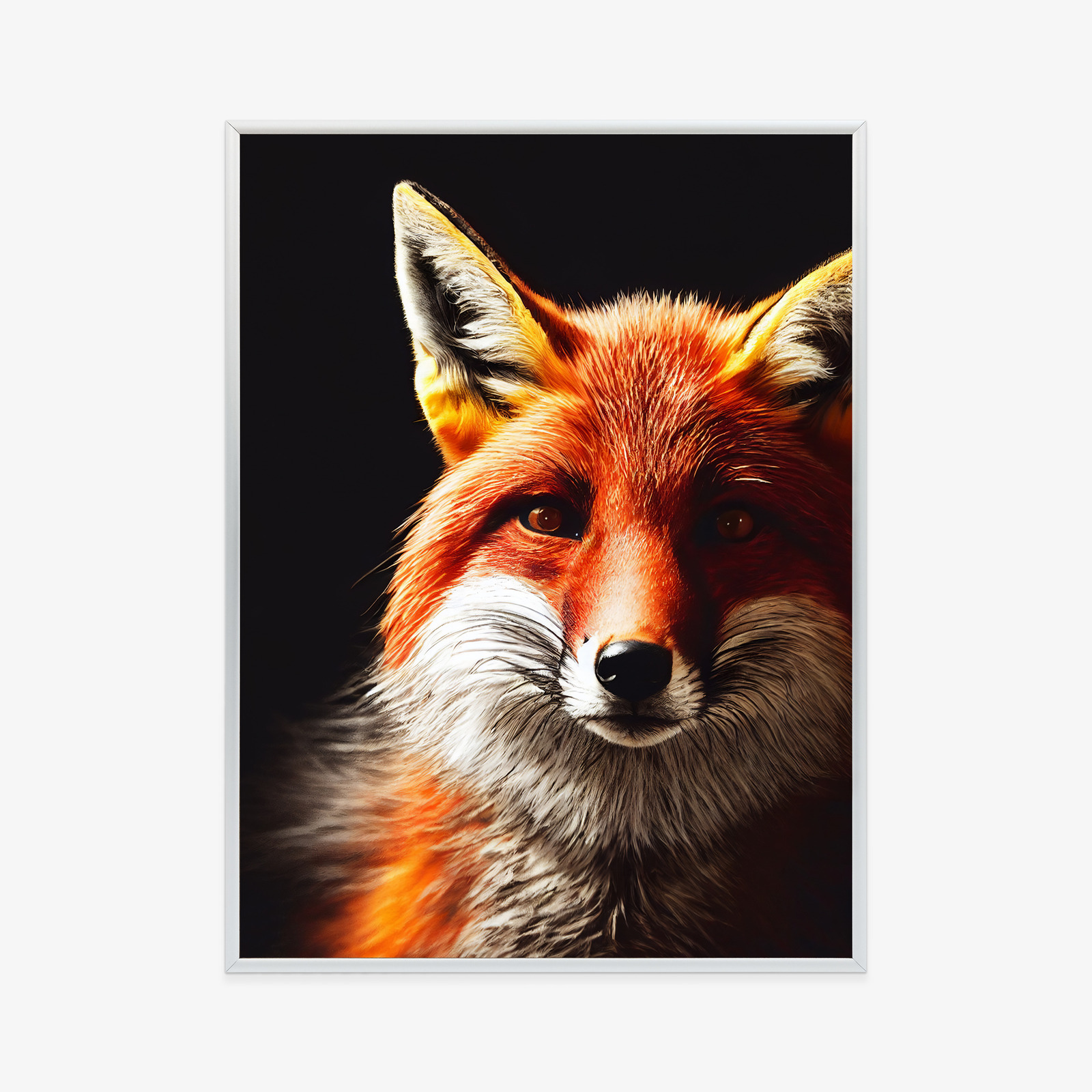 Poster Realistic Fox Portrait. Rahmen Holz Mit Passepartout Farbe Natürlich – Bild 10