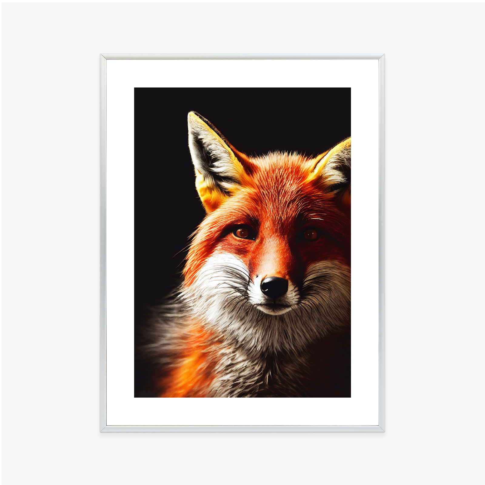 Poster Realistic Fox Portrait. Rahmen Holz Mit Passepartout Farbe Natürlich – Bild 8