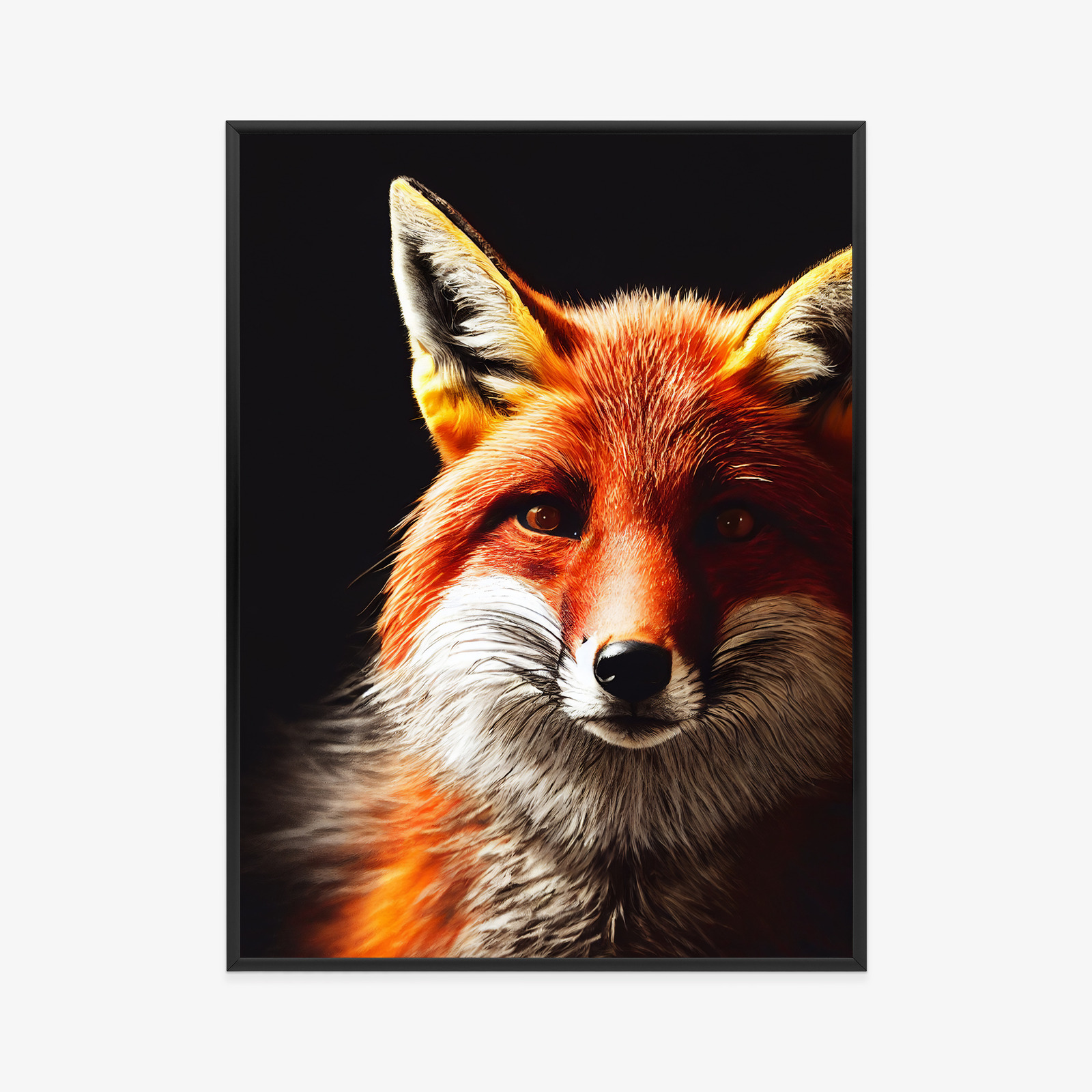 Poster Realistic Fox Portrait. Rahmen Holz Mit Passepartout Farbe Natürlich – Bild 11