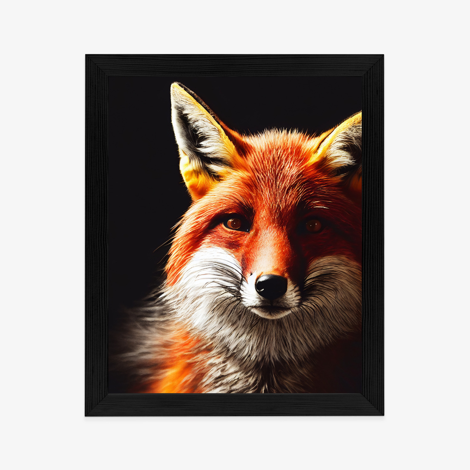 Poster Realistic Fox Portrait. Rahmen Holz Mit Passepartout Farbe Natürlich – Bild 6