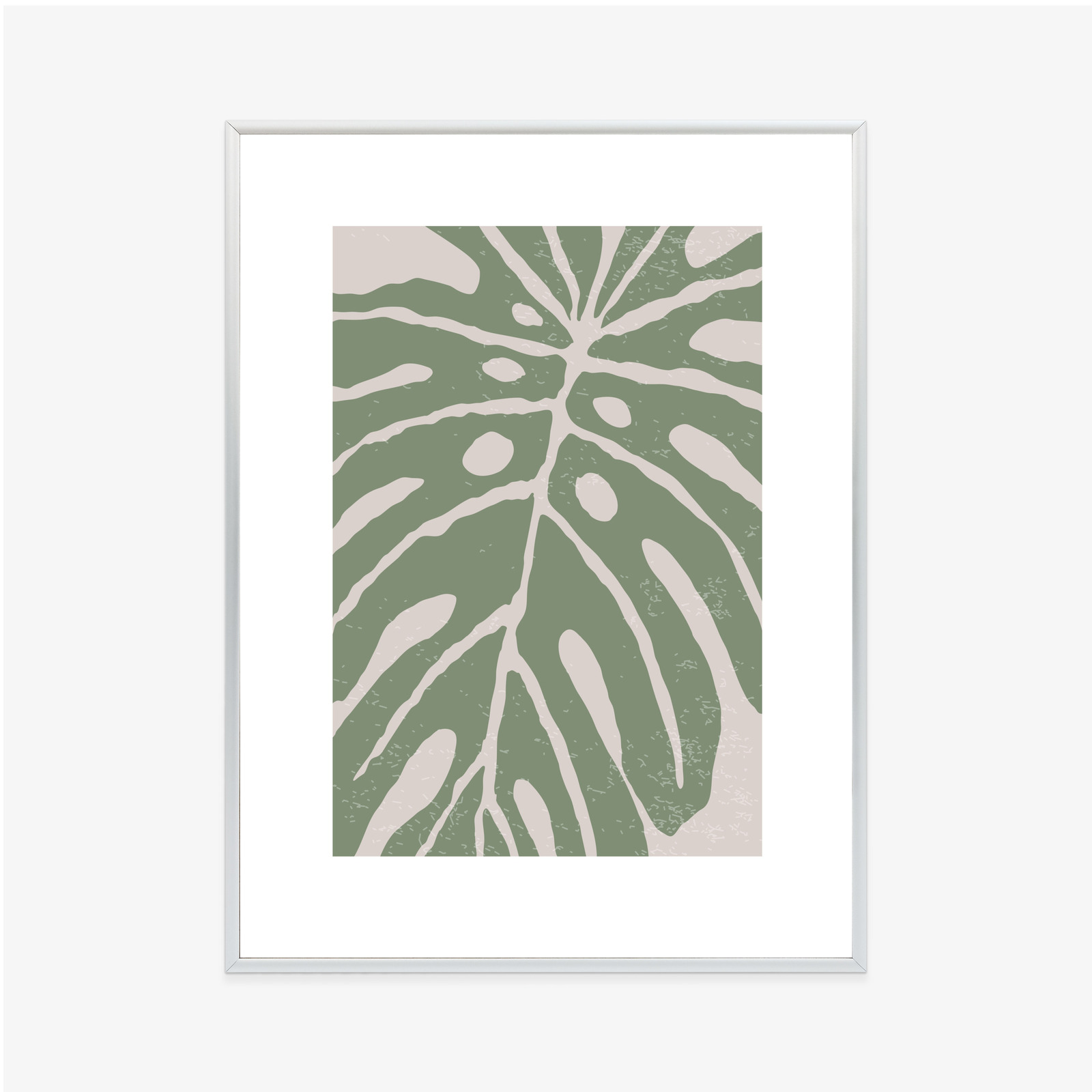 Poster Grünes Monstera-Blatt Rahmen Holz Mit Passepartout Farbe Natürlich – Bild 8