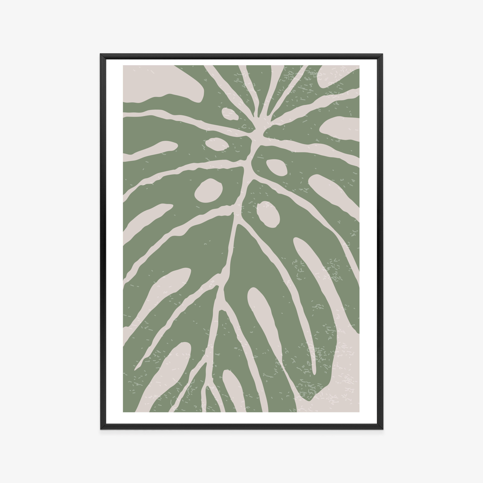 Poster Grünes Monstera-Blatt Rahmen Holz Mit Passepartout Farbe Natürlich – Bild 11