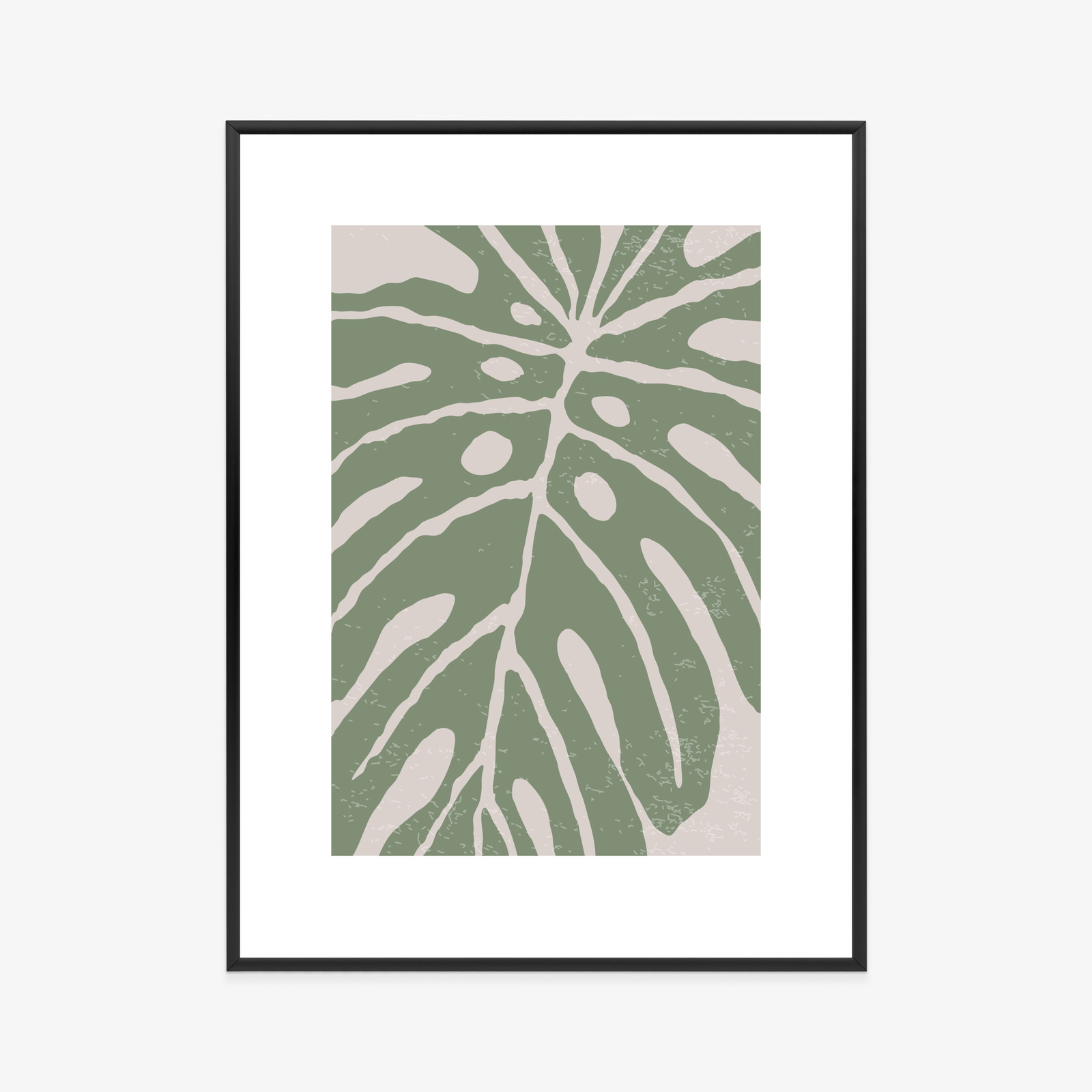 Poster Grünes Monstera-Blatt Rahmen Holz Mit Passepartout Farbe Natürlich – Bild 9