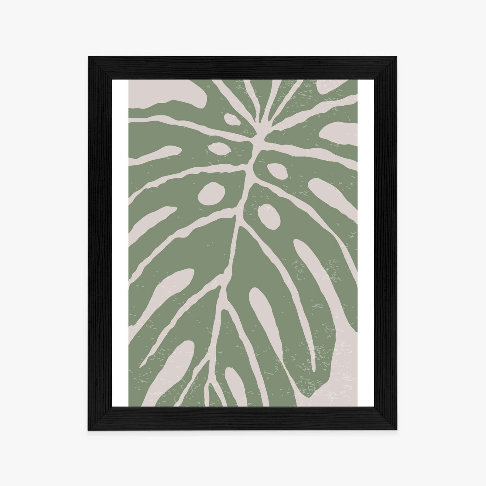 Poster Grünes Monstera-Blatt Rahmen Holz Mit Passepartout Farbe Natürlich – Bild 6