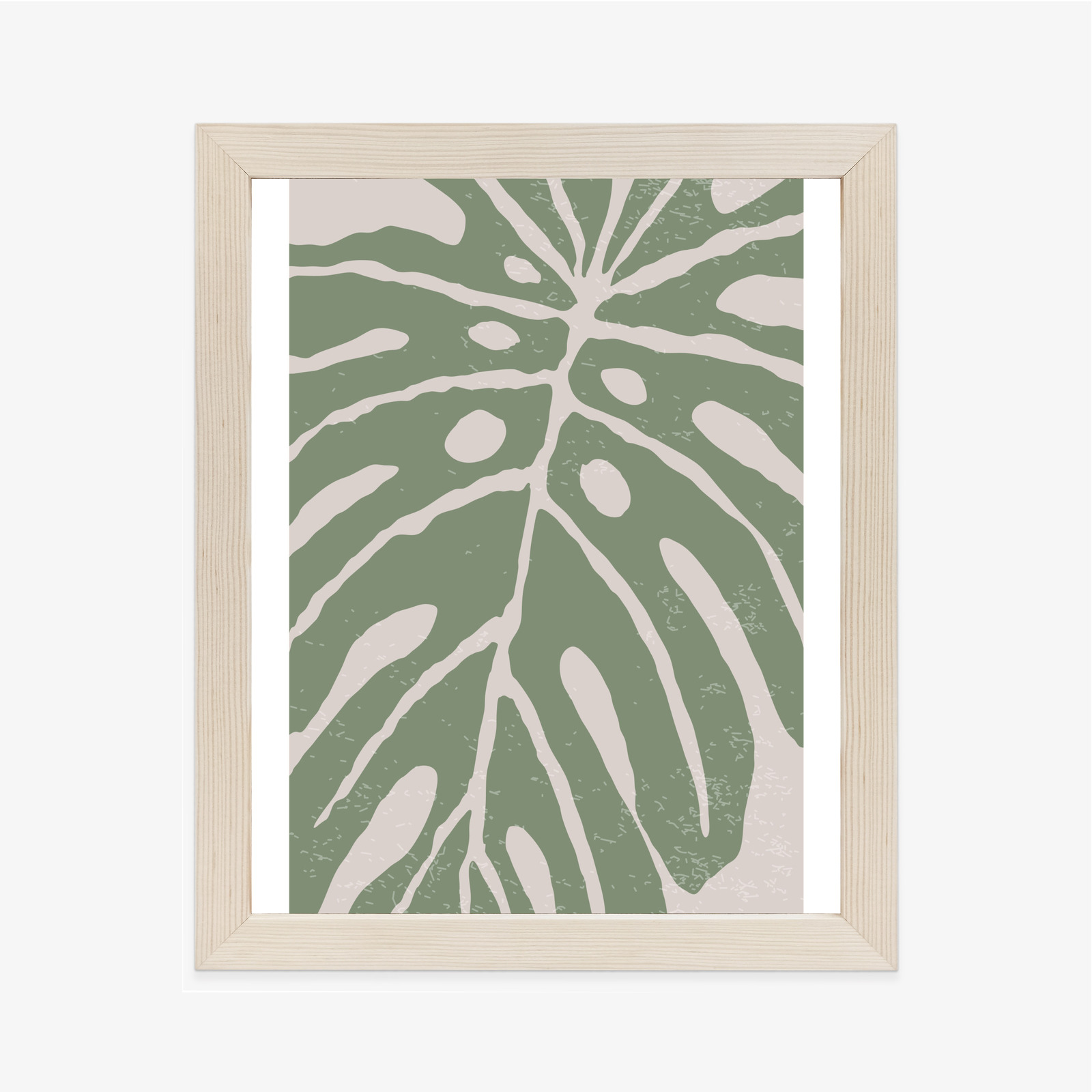 Poster Grünes Monstera-Blatt Rahmen Holz Mit Passepartout Farbe Natürlich – Bild 2