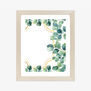 Poster Grüne Blätter In Einem Goldenen Rahmen Rahmen Holz Mit Passepartout Farbe Natürlich