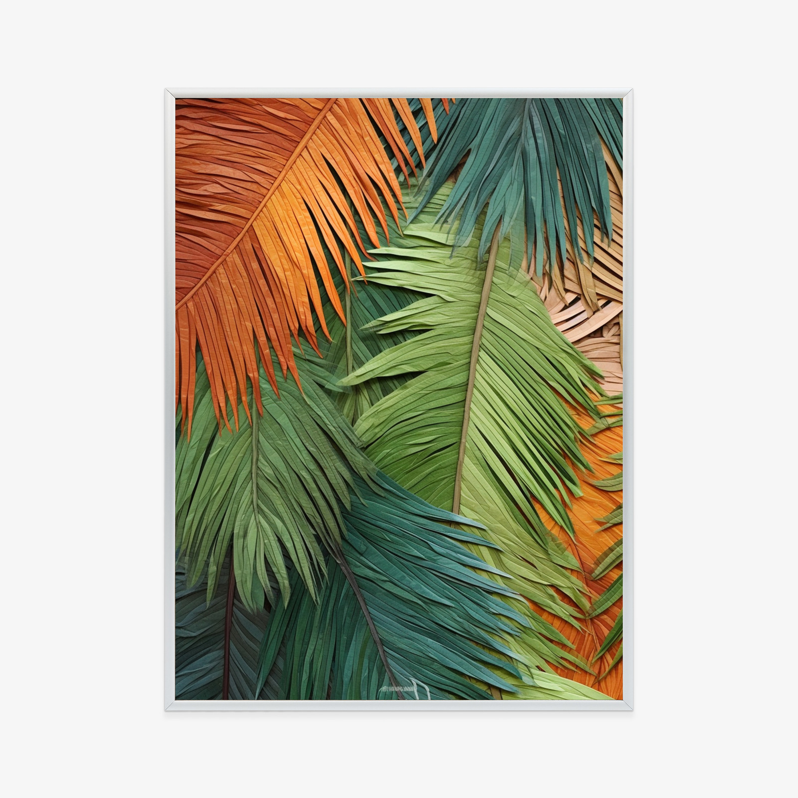 Poster Bunte Palmblätter Aus Geschnittenem Papier Rahmen Holz Mit Passepartout Farbe Natürlich – Bild 10