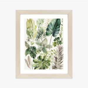 Poster Grüne Blätter Pflanzensammlung Rahmen Holz Mit Passepartout Farbe Natürlich