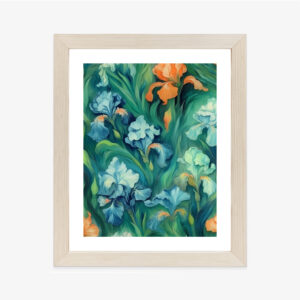 Poster Bunte Irisblüten Rahmen Holz Mit Passepartout Farbe Natürlich