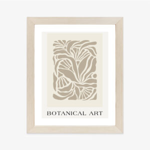 Poster Botanisches Muster Im Matisse-Stil Rahmen Holz Mit Passepartout Farbe Natürlich