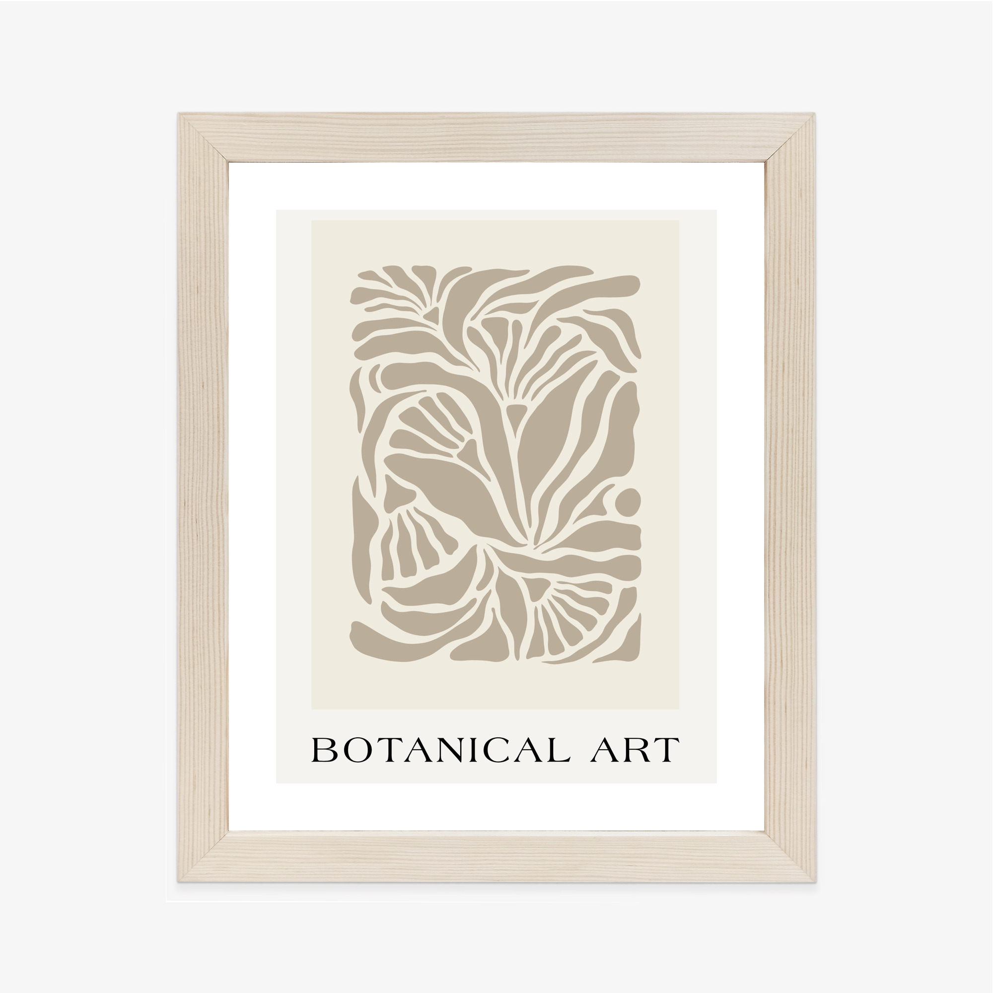 Poster Botanisches Muster Im Matisse-Stil Rahmen Holz Mit Passepartout Farbe Natürlich