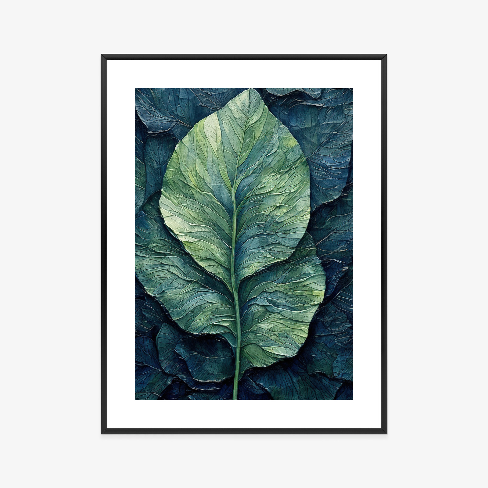 Poster Natur Abstraktes Grünes Blatt Rahmen Holz Mit Passepartout Farbe Natürlich – Bild 9