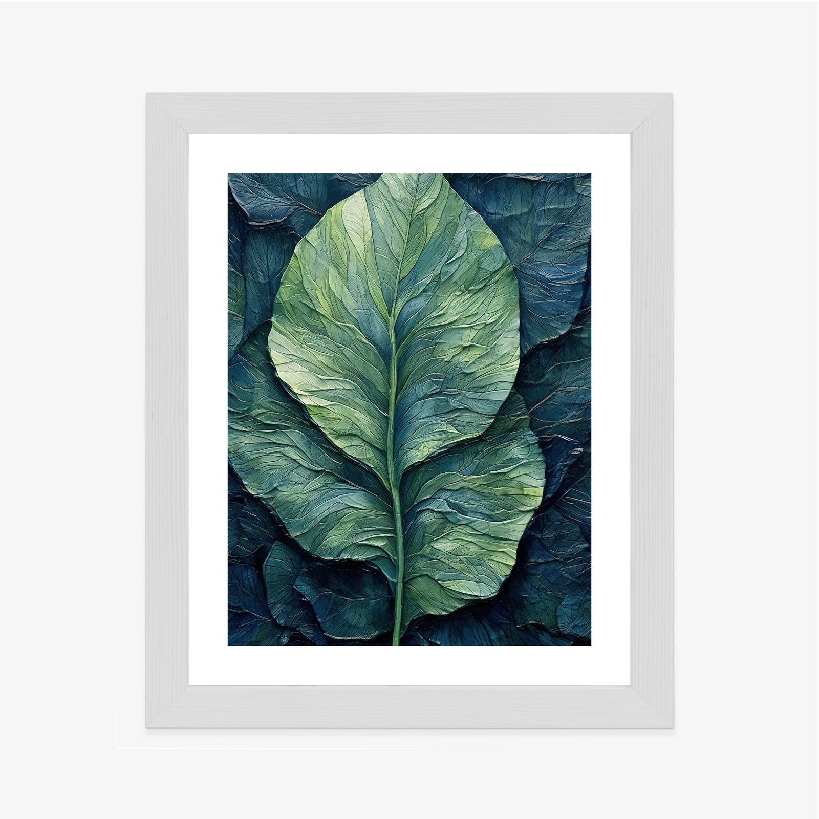 Poster Natur Abstraktes Grünes Blatt Rahmen Holz Mit Passepartout Farbe Natürlich – Bild 5