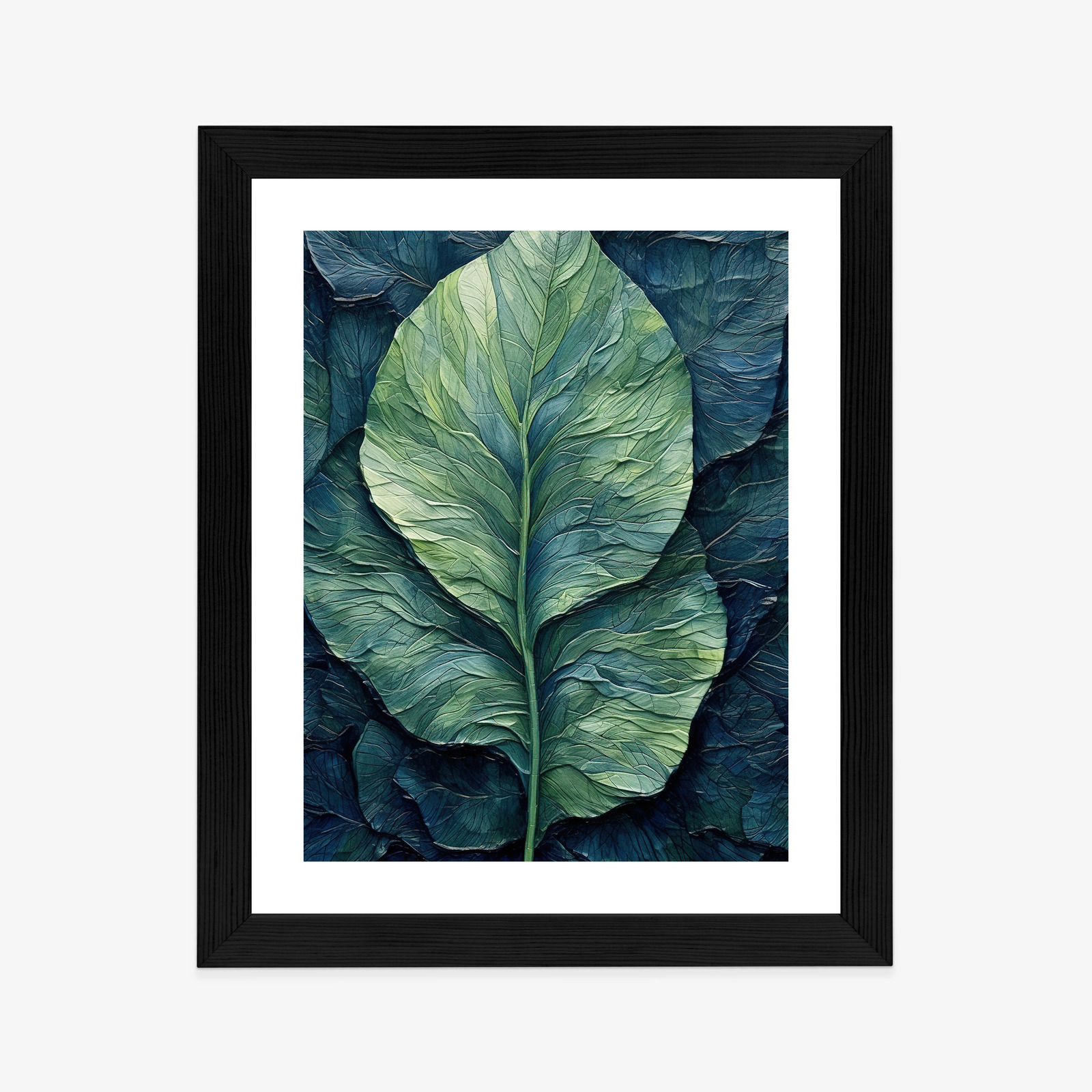 Poster Natur Abstraktes Grünes Blatt Rahmen Holz Mit Passepartout Farbe Natürlich – Bild 4