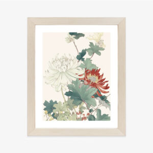 Poster Ein Blumenstrauß Auf Hellbeigem Hintergrund Rahmen Holz Mit Passepartout Farbe Natürlich