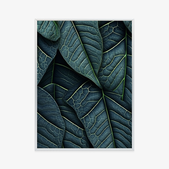 Poster Dunkelgrüne 3D-Tropenblätter Rahmen Holz Mit Passepartout Farbe Natürlich – Bild 10