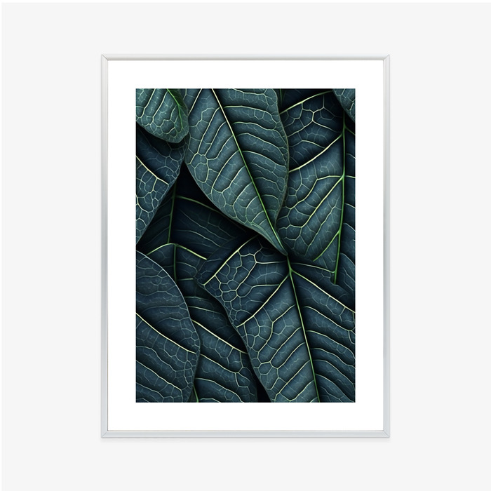Poster Dunkelgrüne 3D-Tropenblätter Rahmen Holz Mit Passepartout Farbe Natürlich – Bild 8