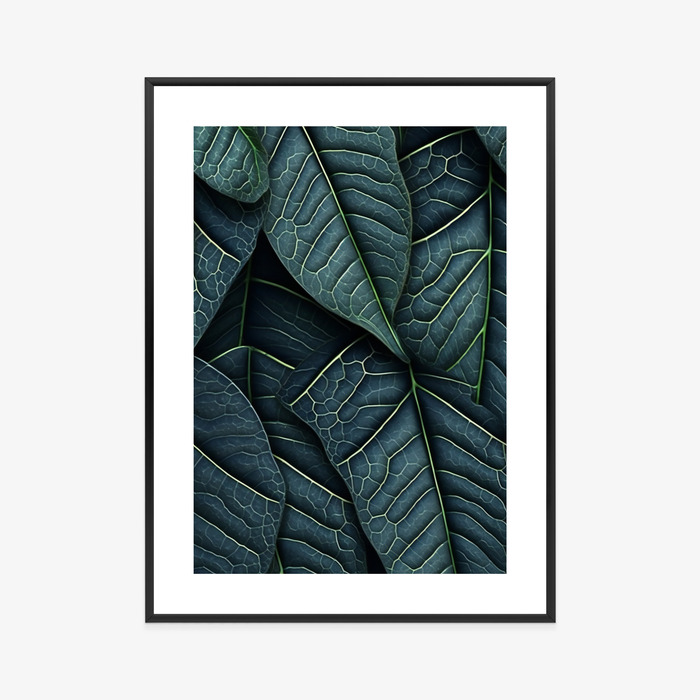 Poster Dunkelgrüne 3D-Tropenblätter Rahmen Holz Mit Passepartout Farbe Natürlich – Bild 9