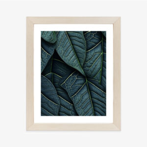 Poster Dunkelgrüne 3D-Tropenblätter Rahmen Holz Mit Passepartout Farbe Natürlich