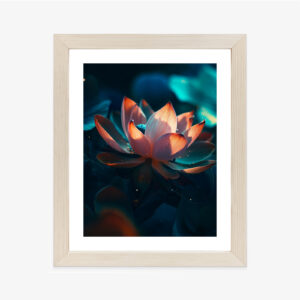 Poster Abstrakte Lotusblume Rahmen Holz Mit Passepartout Farbe Natürlich