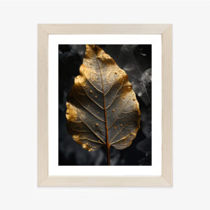 Poster Blattgold Im Vintage-Stil Rahmen Holz Mit Passepartout Farbe Natürlich
