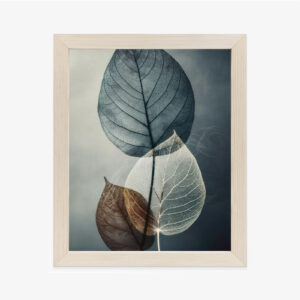 Poster Blätter Auf Einem Dunklen Aquarellhintergrund Rahmen Hölzern Farbe Natürlich