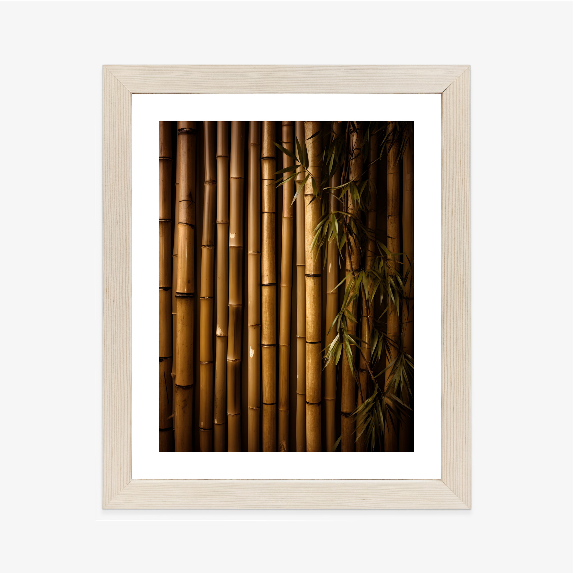 Poster Bambuswand Rahmen Holz Mit Passepartout Farbe Natürlich