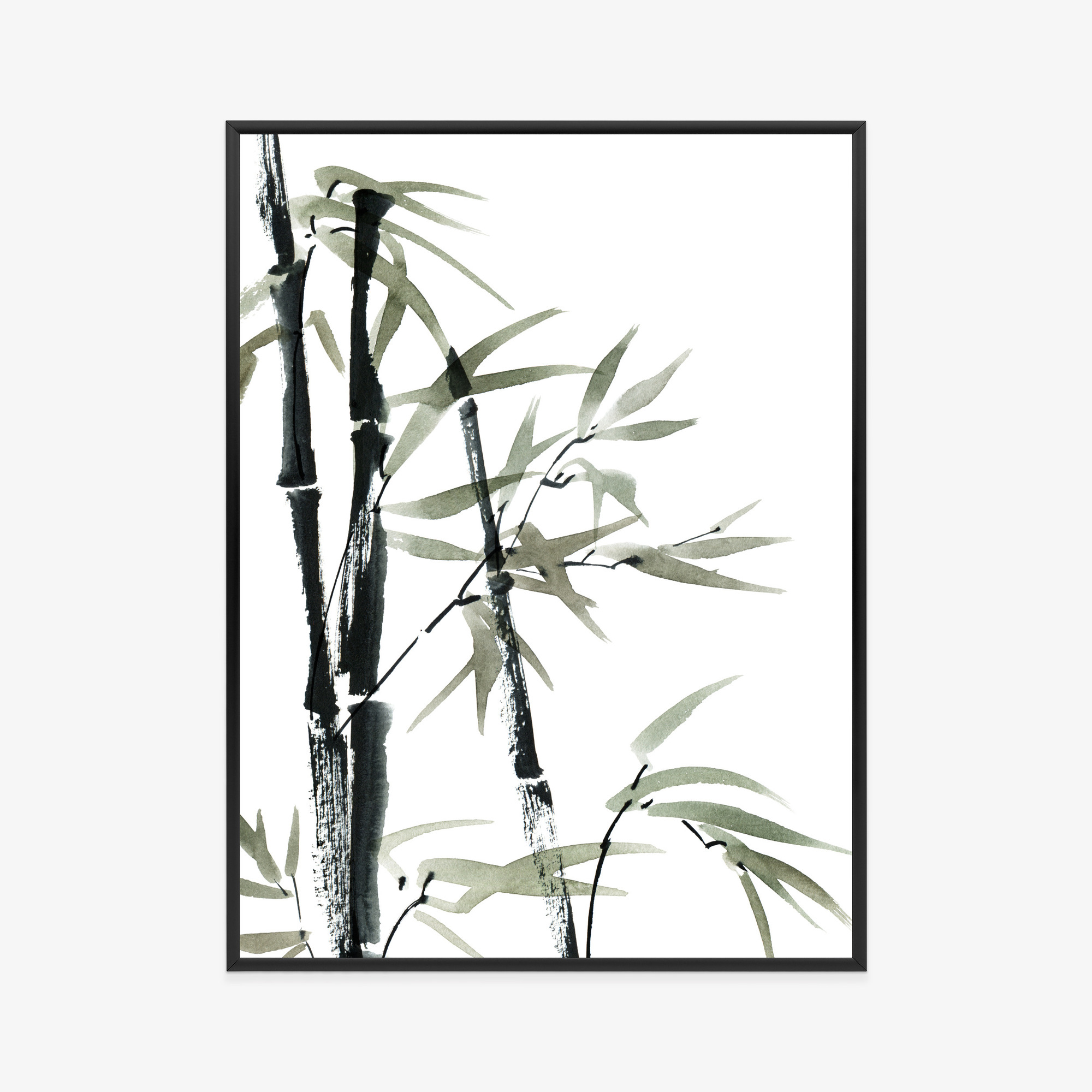 Poster Aquarell Bambus Und Blätter Rahmen Holz Mit Passepartout Farbe Natürlich – Bild 11