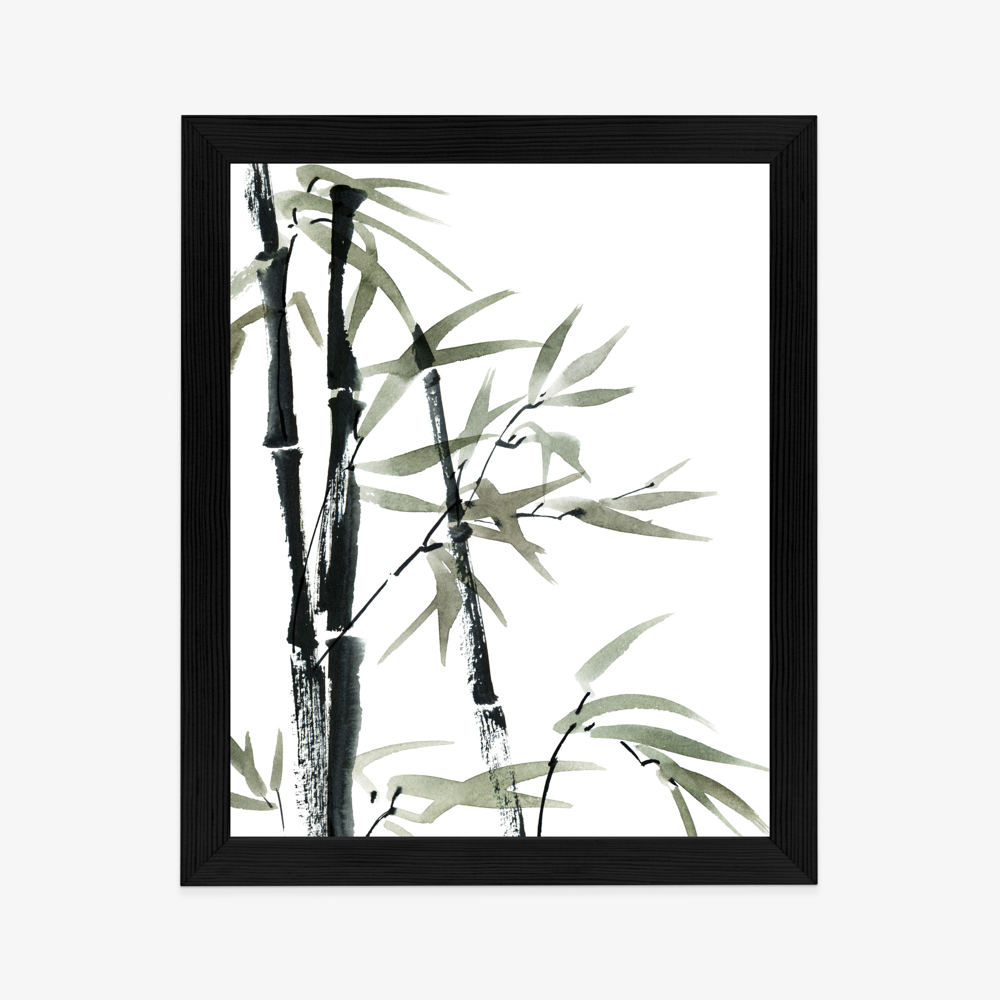 Poster Aquarell Bambus Und Blätter Rahmen Holz Mit Passepartout Farbe Natürlich – Bild 6