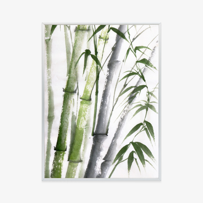 Poster Bambus Mit Aquarellblättern Rahmen Holz Mit Passepartout Farbe Natürlich – Bild 10