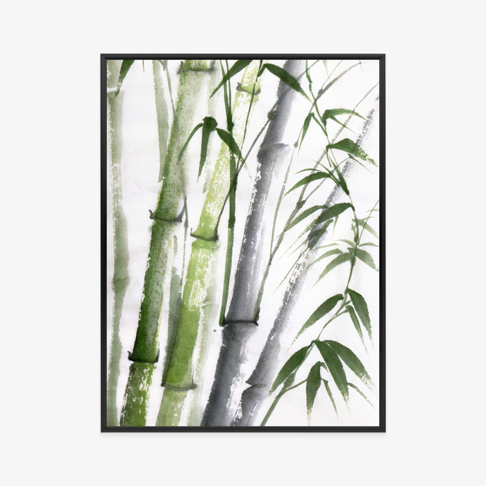 Poster Bambus Mit Aquarellblättern Rahmen Holz Mit Passepartout Farbe Natürlich – Bild 11