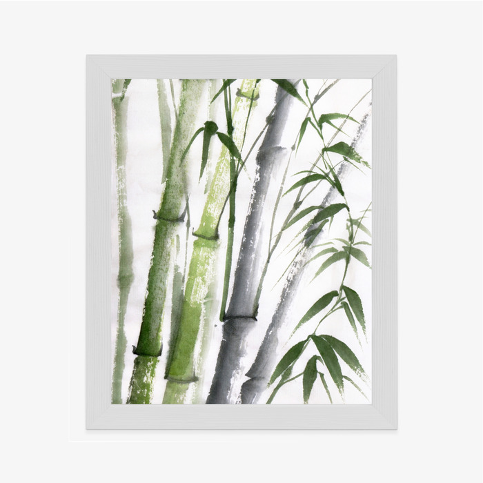 Poster Bambus Mit Aquarellblättern Rahmen Holz Mit Passepartout Farbe Natürlich – Bild 7