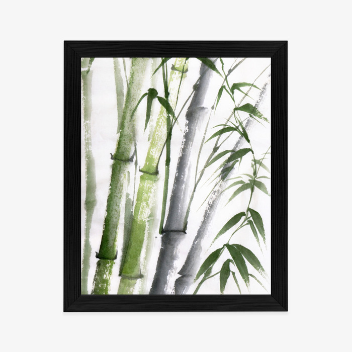 Poster Bambus Mit Aquarellblättern Rahmen Holz Mit Passepartout Farbe Natürlich – Bild 6