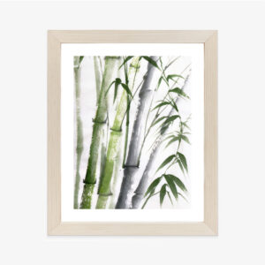 Poster Bambus Mit Aquarellblättern Rahmen Holz Mit Passepartout Farbe Natürlich