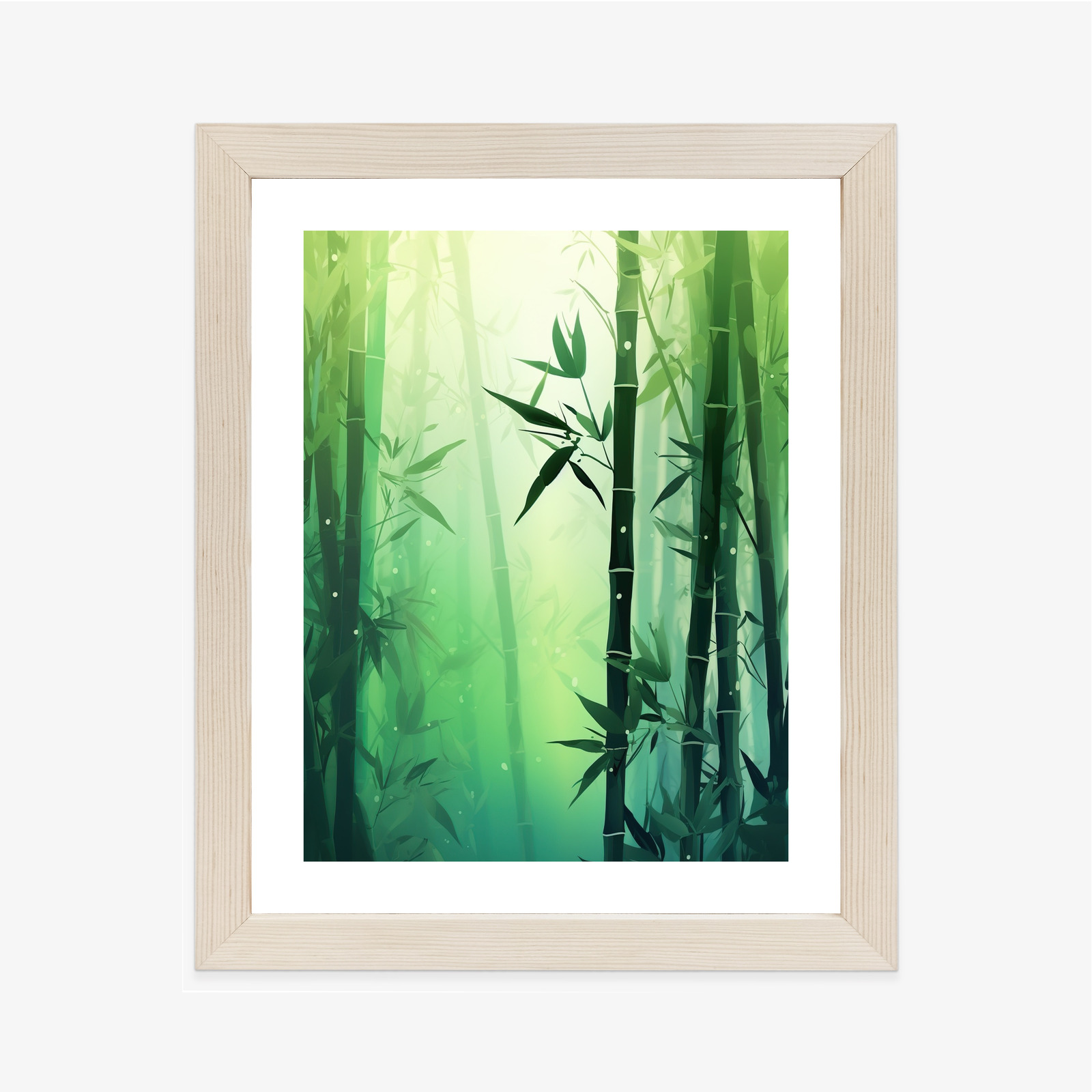 Poster Bambuswald In Der Sonne Rahmen Holz Mit Passepartout Farbe Natürlich