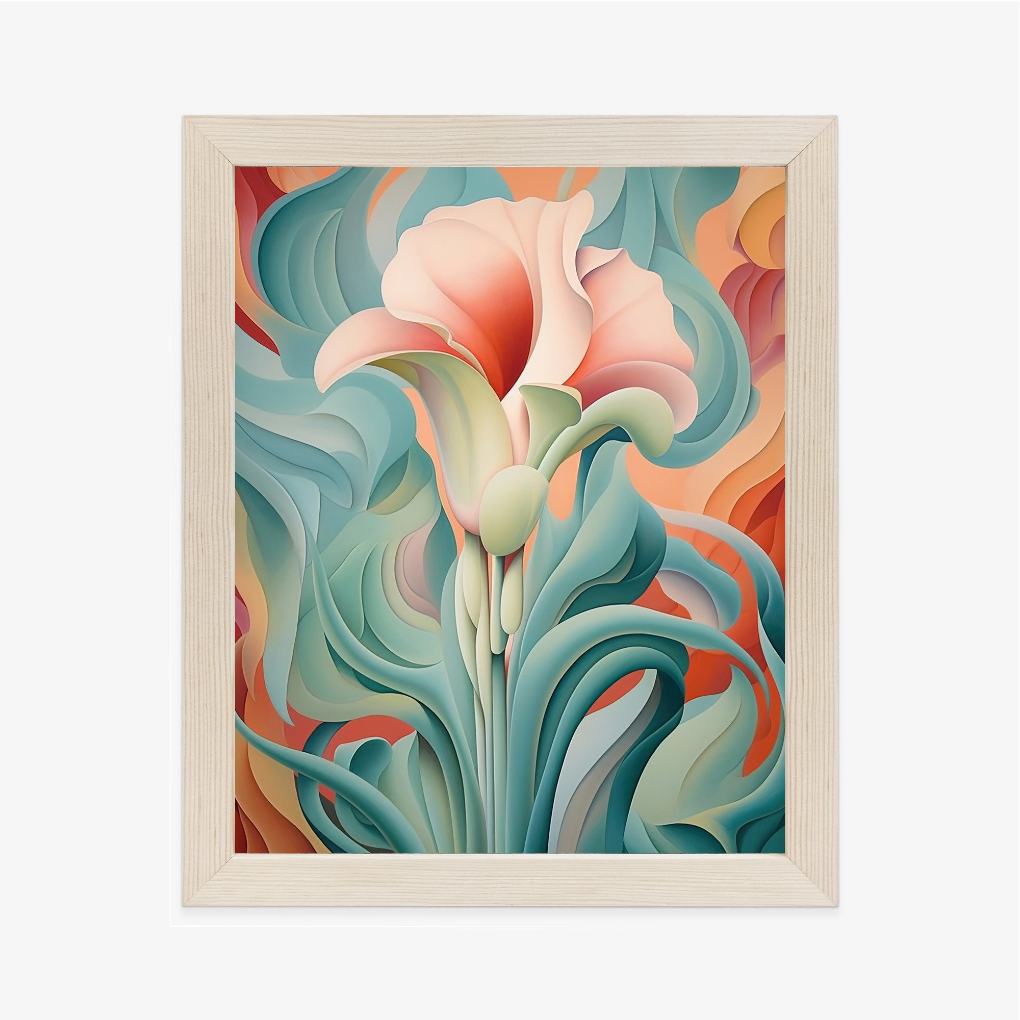 Poster Atemberaubender Floraler Hintergrund Rahmen Holz Mit Passepartout Farbe Natürlich – Bild 2