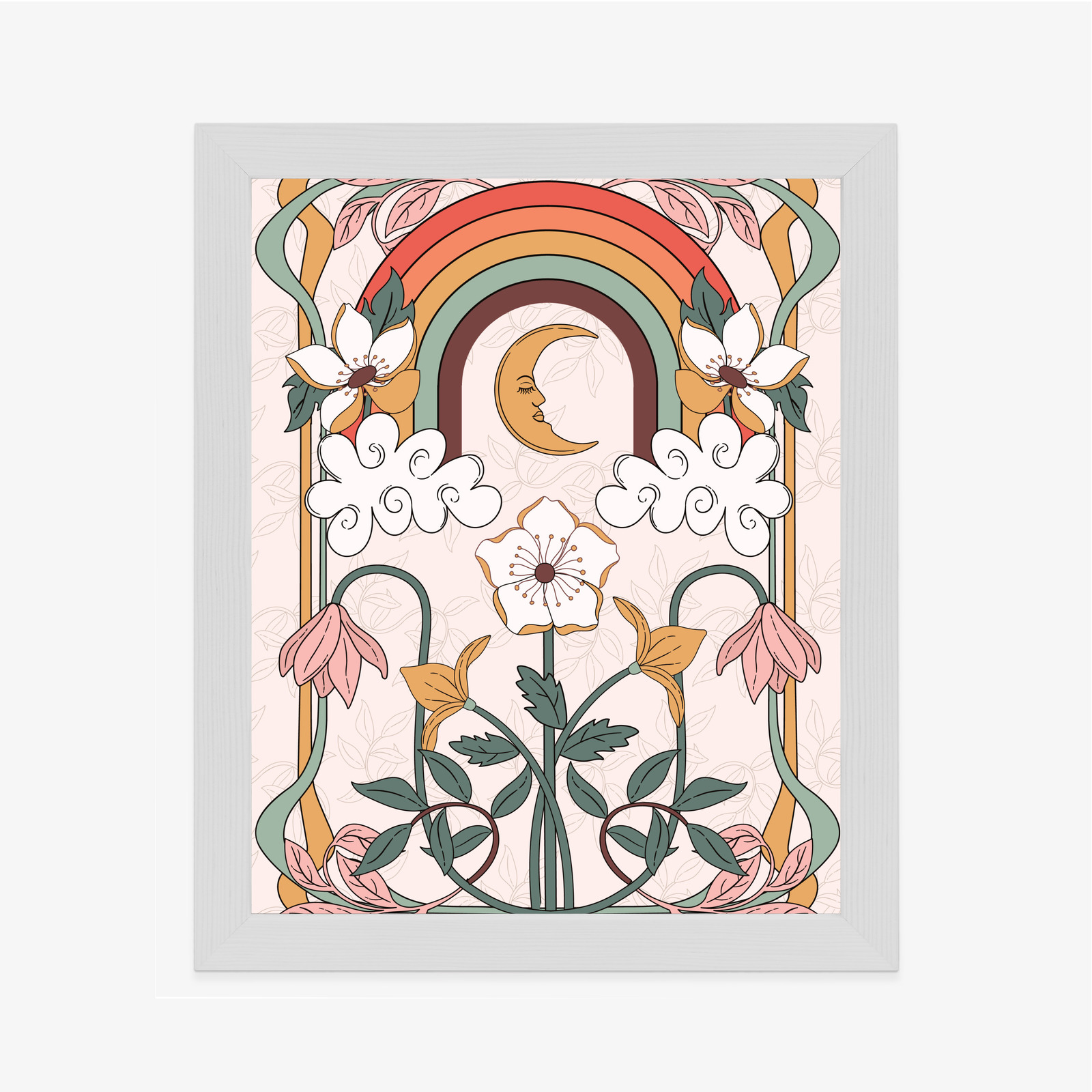 Poster Abstrakte Und Moderne Grafiken Mit Ornamenten Und Pflanzen Rahmen Holz Mit Passepartout Farbe Natürlich – Bild 7