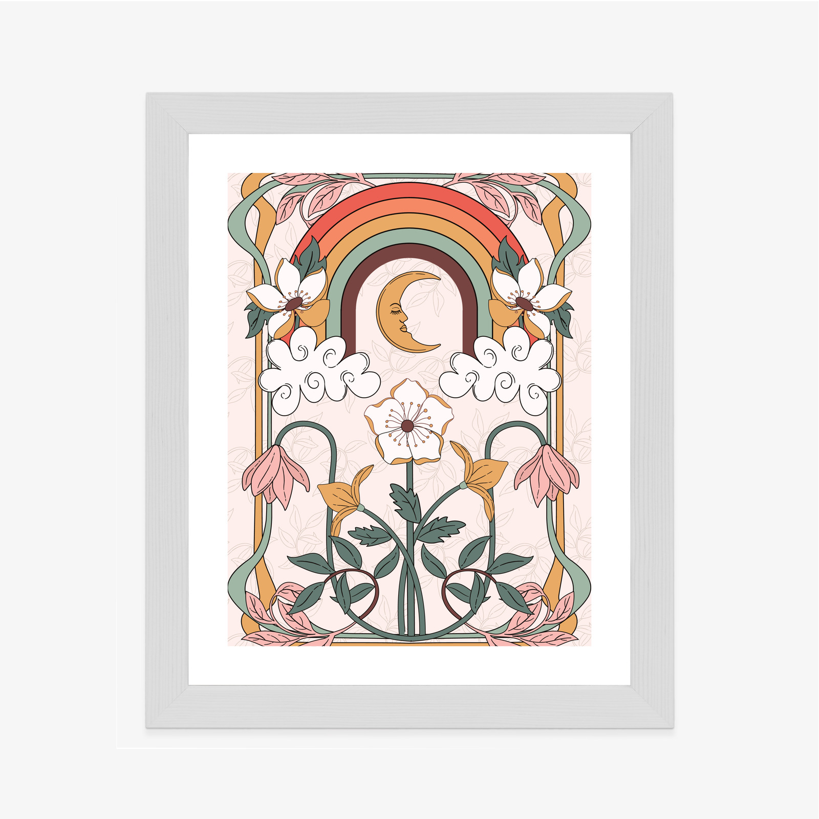 Poster Abstrakte Und Moderne Grafiken Mit Ornamenten Und Pflanzen Rahmen Holz Mit Passepartout Farbe Natürlich – Bild 5