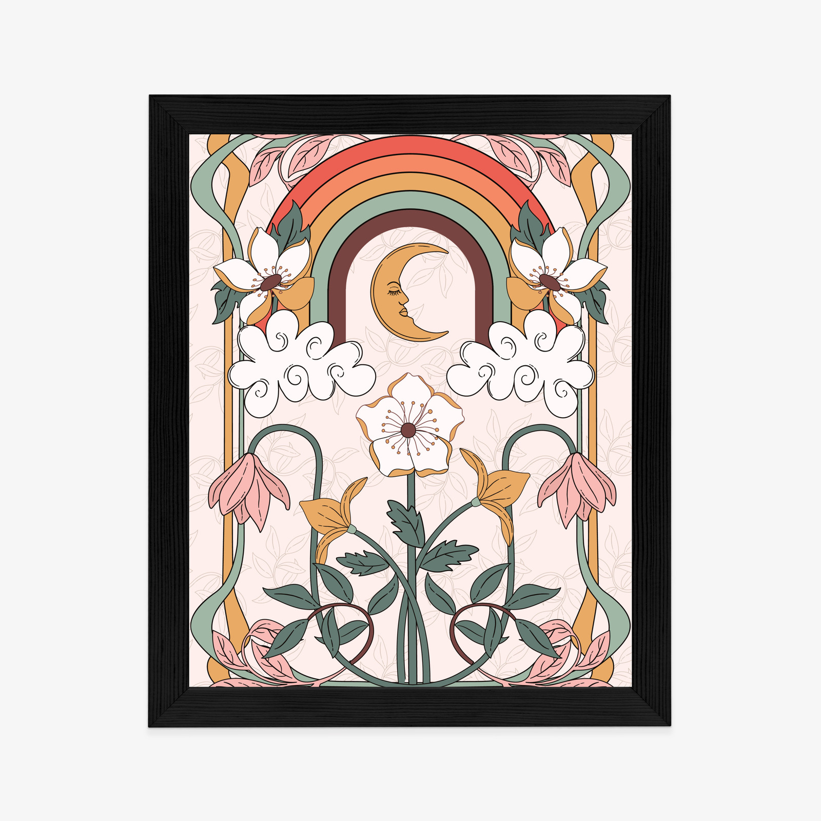 Poster Abstrakte Und Moderne Grafiken Mit Ornamenten Und Pflanzen Rahmen Holz Mit Passepartout Farbe Natürlich – Bild 6