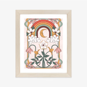 Poster Abstrakte Und Moderne Grafiken Mit Ornamenten Und Pflanzen Rahmen Holz Mit Passepartout Farbe Natürlich