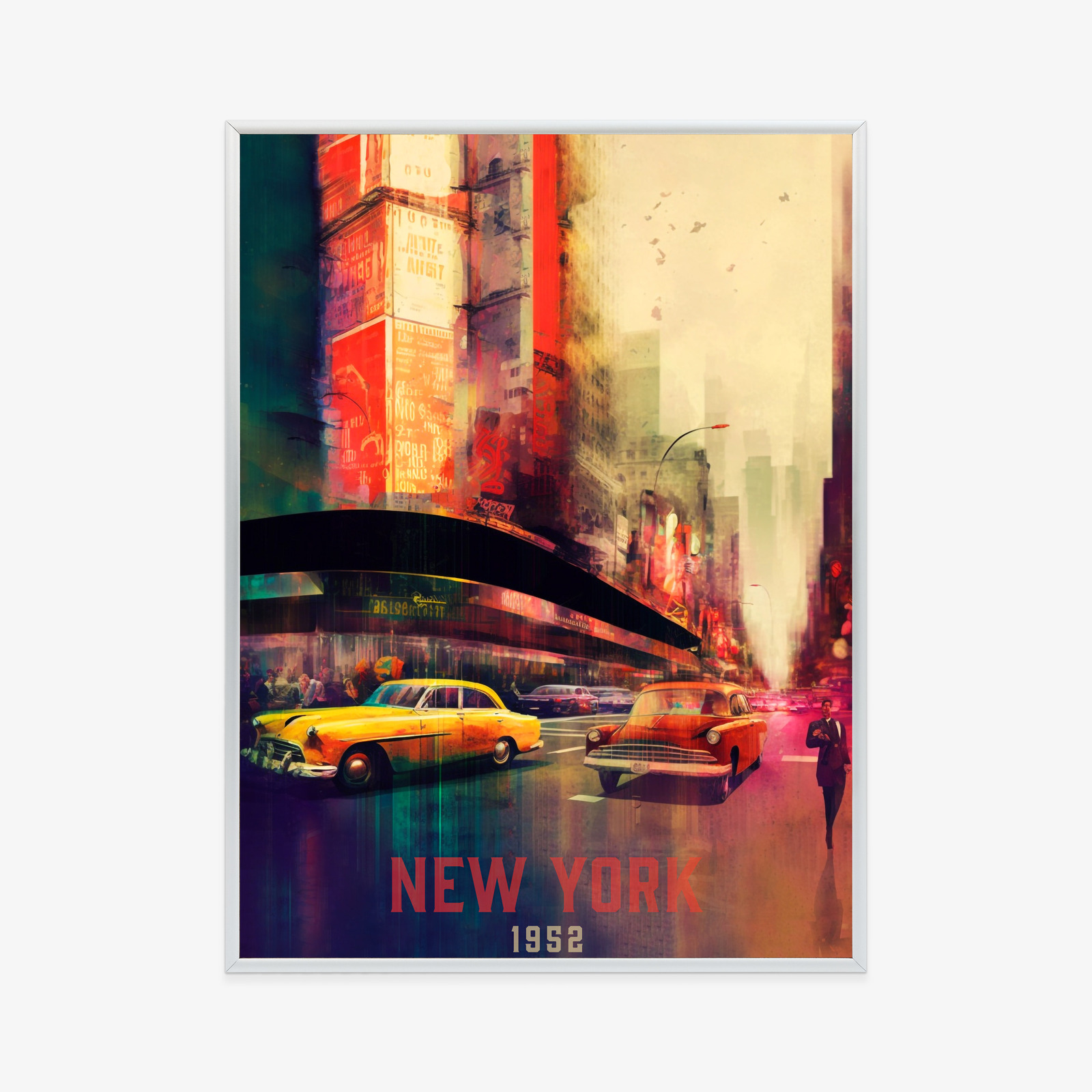 Poster Abstraktes Gemälde Einer Straße In New York Rahmen Aluminium Farbe Schwarz – Bild 2