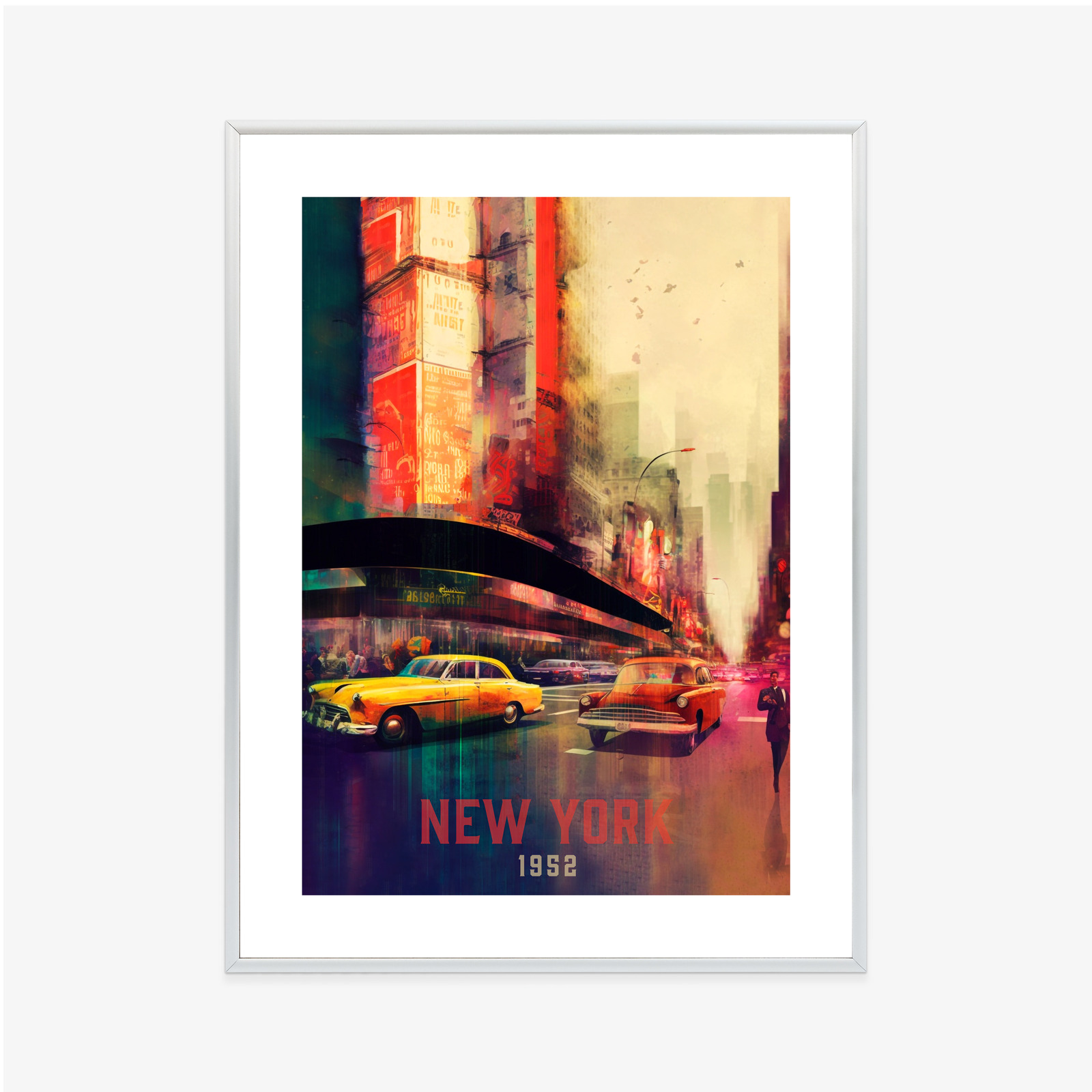 Poster Abstraktes Gemälde Einer Straße In New York Rahmen Aluminium Farbe Schwarz – Bild 5