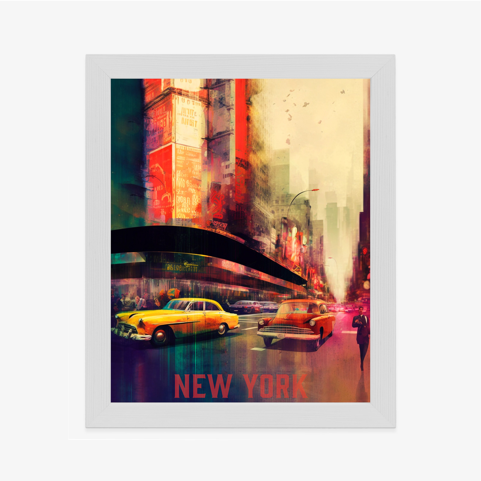 Poster Abstraktes Gemälde Einer Straße In New York Rahmen Aluminium Farbe Schwarz – Bild 6