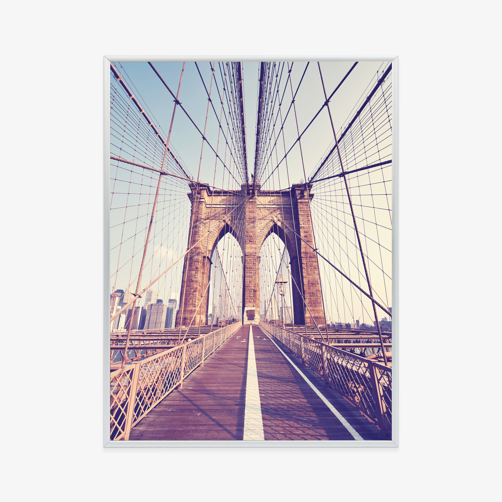 Poster Nyc Brooklyn Bridge Im Retro-Stil Rahmen Aluminium Farbe Schwarz – Bild 2