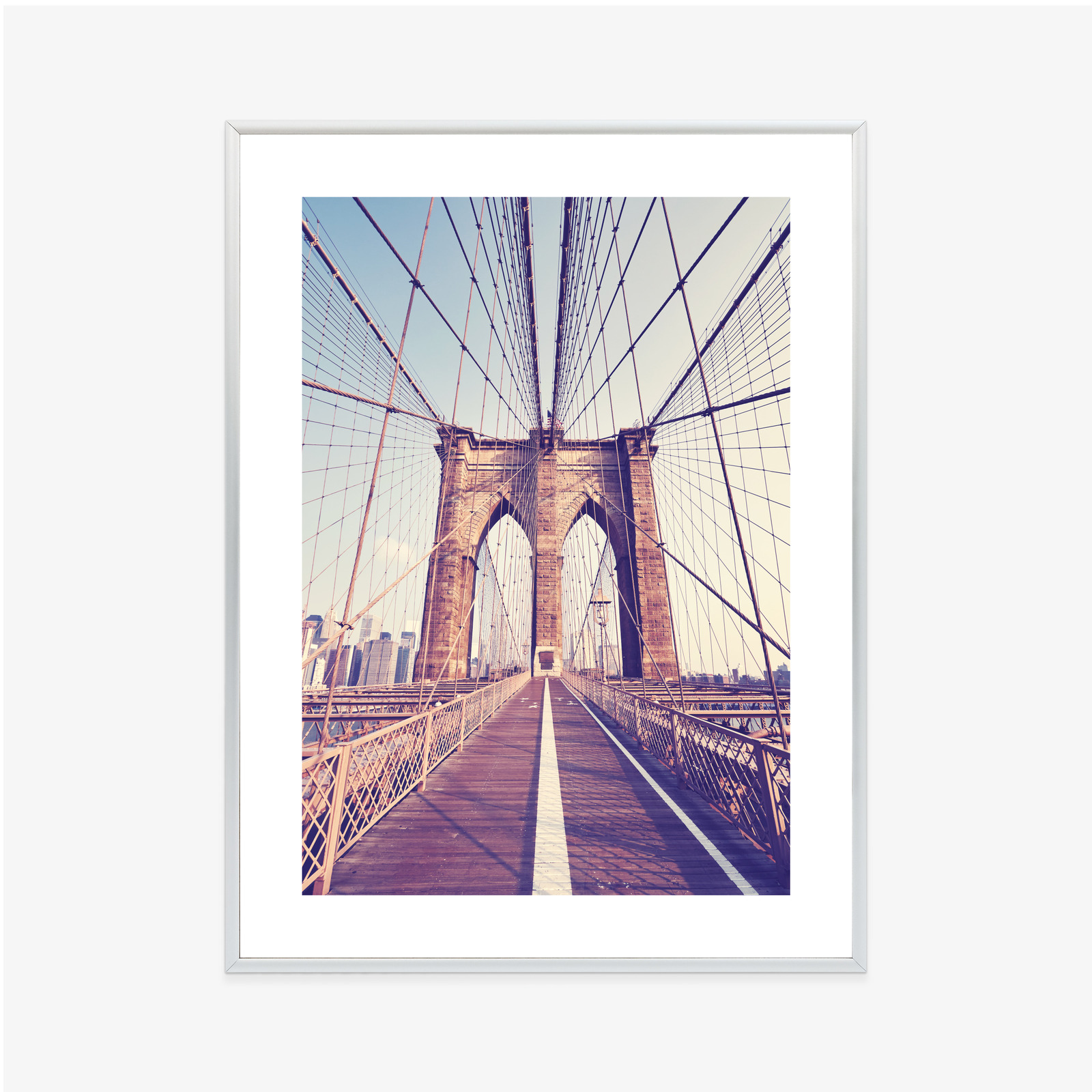 Poster Nyc Brooklyn Bridge Im Retro-Stil Rahmen Aluminium Farbe Schwarz – Bild 5