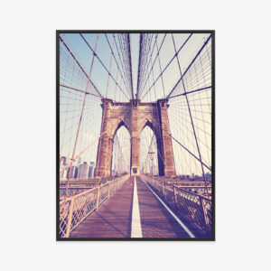 Poster Nyc Brooklyn Bridge Im Retro-Stil Rahmen Aluminium Farbe Schwarz